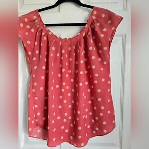 LC Lauren Conrad Coral Polka Dot Blouse